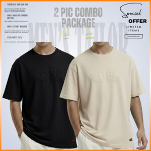 Hugo Boss Drop Shoulder 2 pcs premium drop shoulder 220+ gsm 2/2 rib fabric black light cream