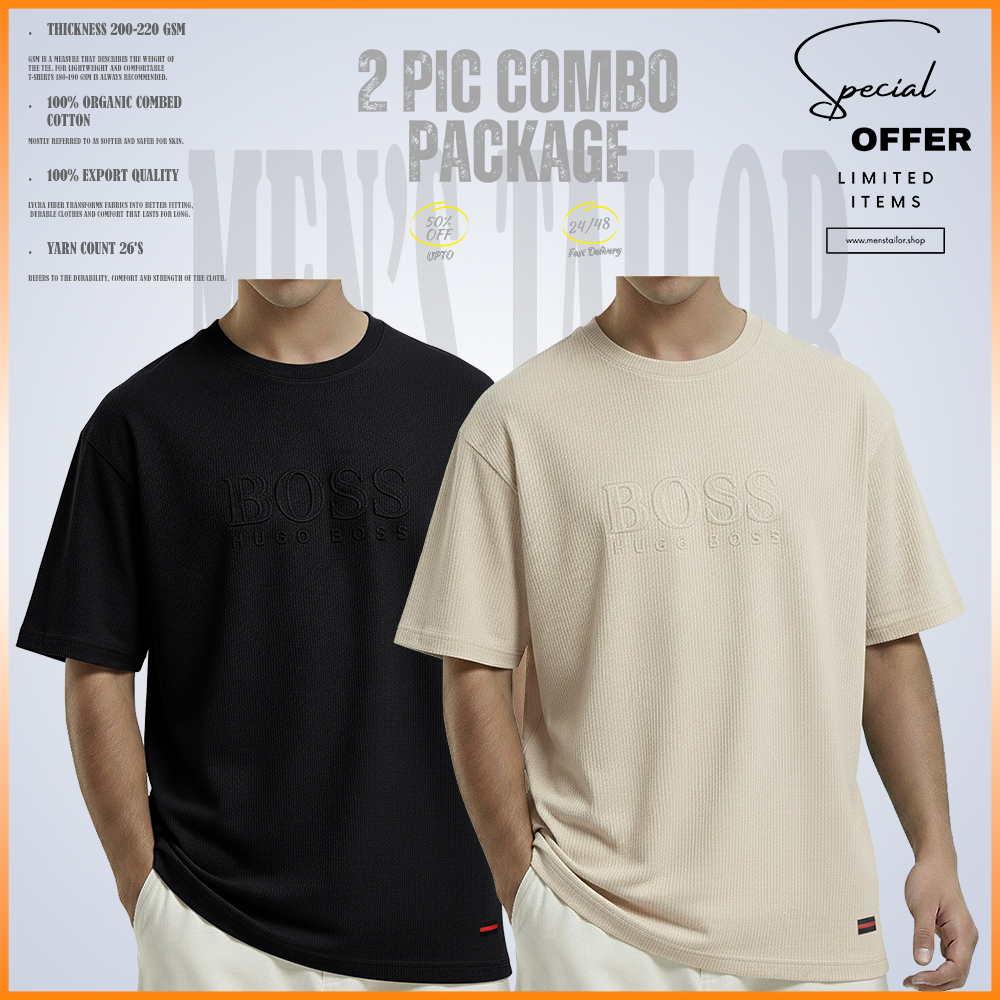 2 pcs premium drop shoulder 220+ gsm 2/2 rib fabric black light cream 2 pcs premium drop shoulder 220+ gsm 2/2 rib fabric black light cream