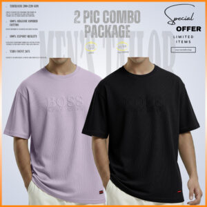 Hugo Boss Drop Shoulder 2 pcs premium drop shoulder 220+ gsm 2/2 rib fabric 18 lavender black