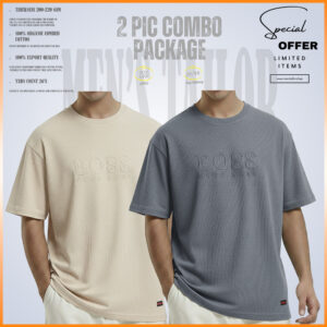 Hugo Boss Drop Shoulder 2 pcs premium drop shoulder 220+ gsm 2/2 rib fabric black ash rose (copy)