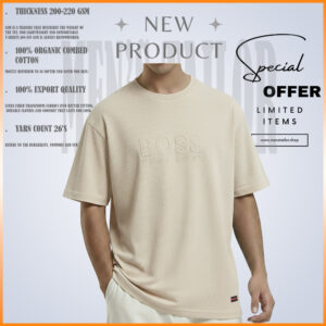 Home 1 pcs premium drop shoulder 220+ gsm 2/2 rib fabric light cream